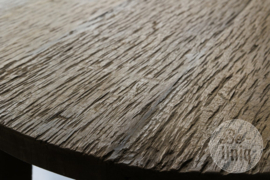 Mooi vergrijsd houten ronde tafel salontafel bijzettafel landelijk groot doorsnede 75 x H42 cm