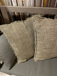 Stoer landelijk shabby kussen kussens 50 x 50 cm inclusief vulling beige