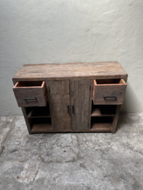 2 deurs kast railway truckwood houten kast  wastafelmeubel badmeubel 120 x H90 x D40 cm planken legplanken industrieel stoer landelijk SEP