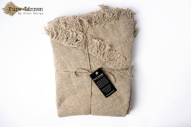 Pure linnen vlasz collectie tafelkleden rond beige zand en stonewashed grey