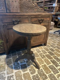Oud vergrijsd houten tafel tafeltje bijzettafel D50 cm bijzettafeltje salontafel wijntafel wijntafeltje rond ronde landelijk stoer hout