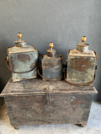 Stoere metalen lamp lampevoet industrieel grijsbruin