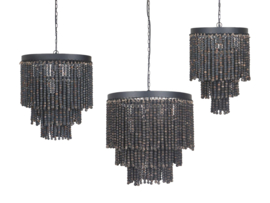 Prachtige stoere lamp hanglamp vergrijsd houten kralen kroonluchter 60 cm landelijk stoer