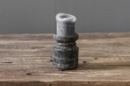 Grijs houten kandelaar Nepal pot kruik S black finish kruikje potje landelijk stompkaarskandelaar grey