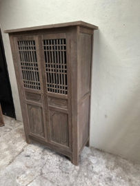 Vergrijsd houten kast 2 deurs linnenkast servieskast landelijk kabinet stoer 180 x 111 cm