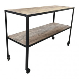 Metalen rek kast op wielen wieltjes trolley bakkersrek kast kar winkelrek sidetable dressoir schap industrieel vintage landelijk metaal hout Sidetable kookeiland