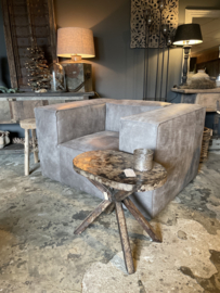 Hele stoere grote grijze echt dik leren lederen afrika fauteuil Het Anker prachtige kwaliteit leer loveseat robuust grijs landelijk stoer geruwd