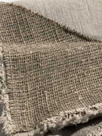 Shabby doek doeken 100 x 100 cm landelijk grof linnen met jute hoek stoer sober decoratie beige naturel