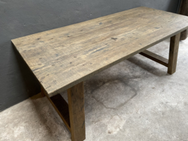 Stoere massief eiken houten tafel 180 X 90 X H78cm eettafel boerentafel stoer landelijk industrieel