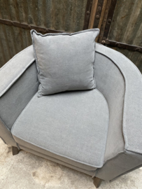 Prachtige stoffen linnen fauteuil fauteuils landelijk sober grijs grijze antraciet graphite Kaatje kaat