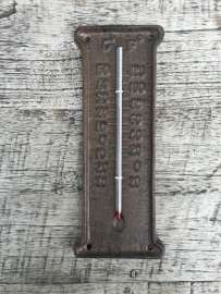 Gietijzeren thermometer landelijk brocant bruin gietijzer