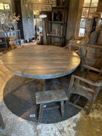 Grote oud houten tafel eettafel eetkamertafel rond 150 cm ronde tafel rondetafel bijzettafel wijntafel wijntafeltje landelijk stoer