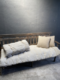 Groot 100 % katoen linnen look daybed kussen matras zitkussen ligkussen rolkussen tuinbank tuinbed ligbed lounge linnen beige white off