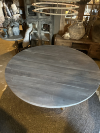 Grote oud vergrijsd houten tafel aura Peeperkorn ronde tafel rondetafel eettafel bolpoot eetkamertafel rond 145 cm bijzettafel wijntafel wijntafeltje landelijk stoer
