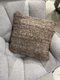 Lifestyle stoer landelijk brown bruin beige kussen inclusief vulling 50 x 50 cm