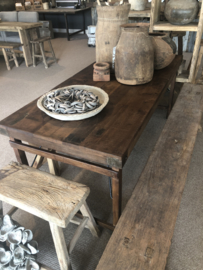 Oude landelijke industriële eettafel naturel 180 x 80 cm hout houten Sidetable bureau buro klaptafel werkbank werktafel oud vintage stoer