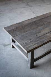 Hoffz vergrijsd houten franse salontafel landelijk stoer boerentafel tafel lounge