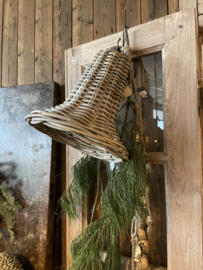 Vergrijsd rieten rotan bel klok kerstklok groot