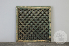 Prachtig groot wandpaneel wanddecoratie houten raam venster 77 x 77 cm groen