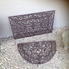 Gietijzeren deurmat wandpaneel hek rek rooster landelijk gietijzer 73 x 46 cm rechthoekige