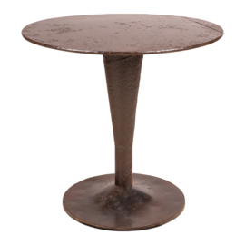 Stoere metalen tafel 80 x 80 x H76 cm eettafel keukentafel bistro buiten tuin bruin brons kleur metaal rond