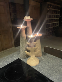 Metalen kandelaar totem terra bruin theelichthouder pomax