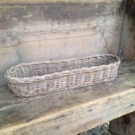 Vergrijsd rieten rotan mandje stokbrood stokbroodmandje lang smal broodmandje 60 cm