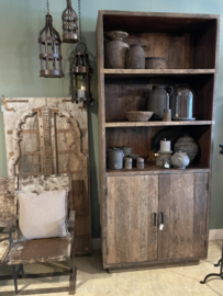 Grote zwaar smeedijzeren metalen lantaarn XL met ketting windlicht metaal tuinlantaarn bruin stoer urban shabby industrieel landelijk urban