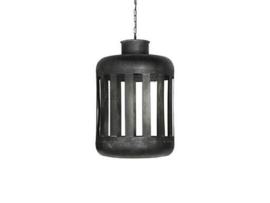 Stoere zwarte metalen hanglamp lamp lantaarn S smal klein urban stoer landelijk industrieel zwart