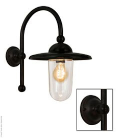 Frezoli piavono wandlamp/buitenlamp mat zwart bruin incl glazen stolp.