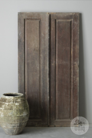 Antieke Javaanse houten deur luik luiken wandpaneel wanddecoratie paneel 165 x 87 cm landelijk vergrijsd sober vintage