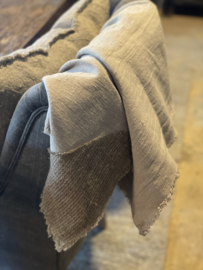 Shabby doek doeken 100 x 100 cm landelijk grof linnen met jute hoek stoer sober decoratie beige naturel