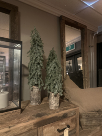 Prachtige kunst kerstboom kerstboompje 42 cm met verlichting LED grey green vergrijsd