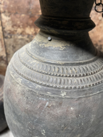 HOFFZ echt Mega grote 160 cm!!! oude vergrijsd koperen pot vaas met deksel kruik Nepal 120 jaar oud antiek