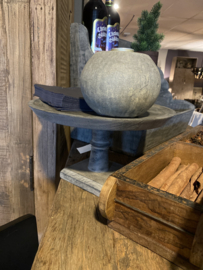 Grijs houten schaal taartschaal op voet taartplateau ash grey cake schaal standaard rond 30 x 17 cm landelijk stoer