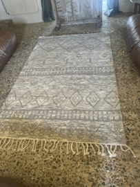 Prachtig grijs beige wollen kelim carpet tapijt HOFFZ 250 x 150 cm 100% wol
