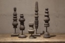 Set van 4 ornamenten Grey grijs black houten ornament op pin standaard landelijk stoer