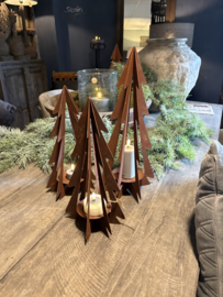 Leuke roest metalen kerstboom Groot large kerstboompjes theelicht theelichthouder kandelaar tuin kandelaar klein