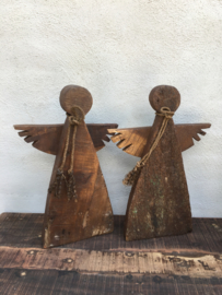 Houten engel kerst staand en hang  hout klein engeltje vintage landelijk stoer met touw