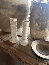 Stoere imperfecte kandelaar kandelaars theelicht stomp POMAX Azahara klei wit white white-off