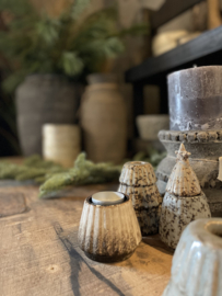 Kerst kaars houder Stenen kerst kandelaar landelijk beige Grijs theelichtje