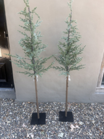 Leuk vergrijsde kerstboom 150 cm kerstboom met lichtjes op voet