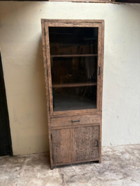 Set van 2 Grote truckwood railway houten kast kasten vitrinekast keukenkast servieskast 225 x 85 x 45 cm landelijk stoer industrieel SEP oud hout