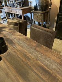 Stoere leren eetkamerstoel met ijzeren frame (leverbaar in zwart of rvs)stoel stoelen eetkamerstoelen industrieel stoer landelijk bruin leer metaal Zara