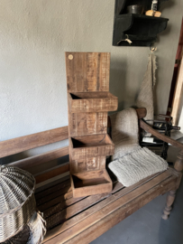 Oud houten rek schap kastje losstaand wandrek landelijk stoer vintage