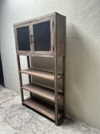 2 deurs kast railway truckwood houten kast  meubel vitrinekast keukenkast vitrine glaskast badmeubel 180 x 100 x D30 cm planken legplanken industrieel stoer landelijk SEP