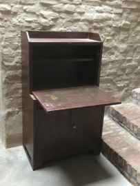 Industrieel oud metalen desk buro bureau vintage kinder kinderkamer werkbank kast landelijk metaal bruin metalen wandkast werkplek