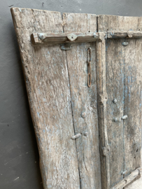 Originele oude vergrijsd houten dubbele deur poort wandpaneel decoratie paneel landelijk industrieel stoer deurkozijn antiek