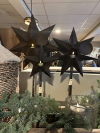 Bruin metalen kandelaar op voet Ster kerst theelichthouder op staander large