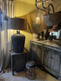 HOFFZ Mega grote metalen Kruiklamp ketellamp bruin metalen pot met grijs metalen gaas landelijk stoer industrieel vintage